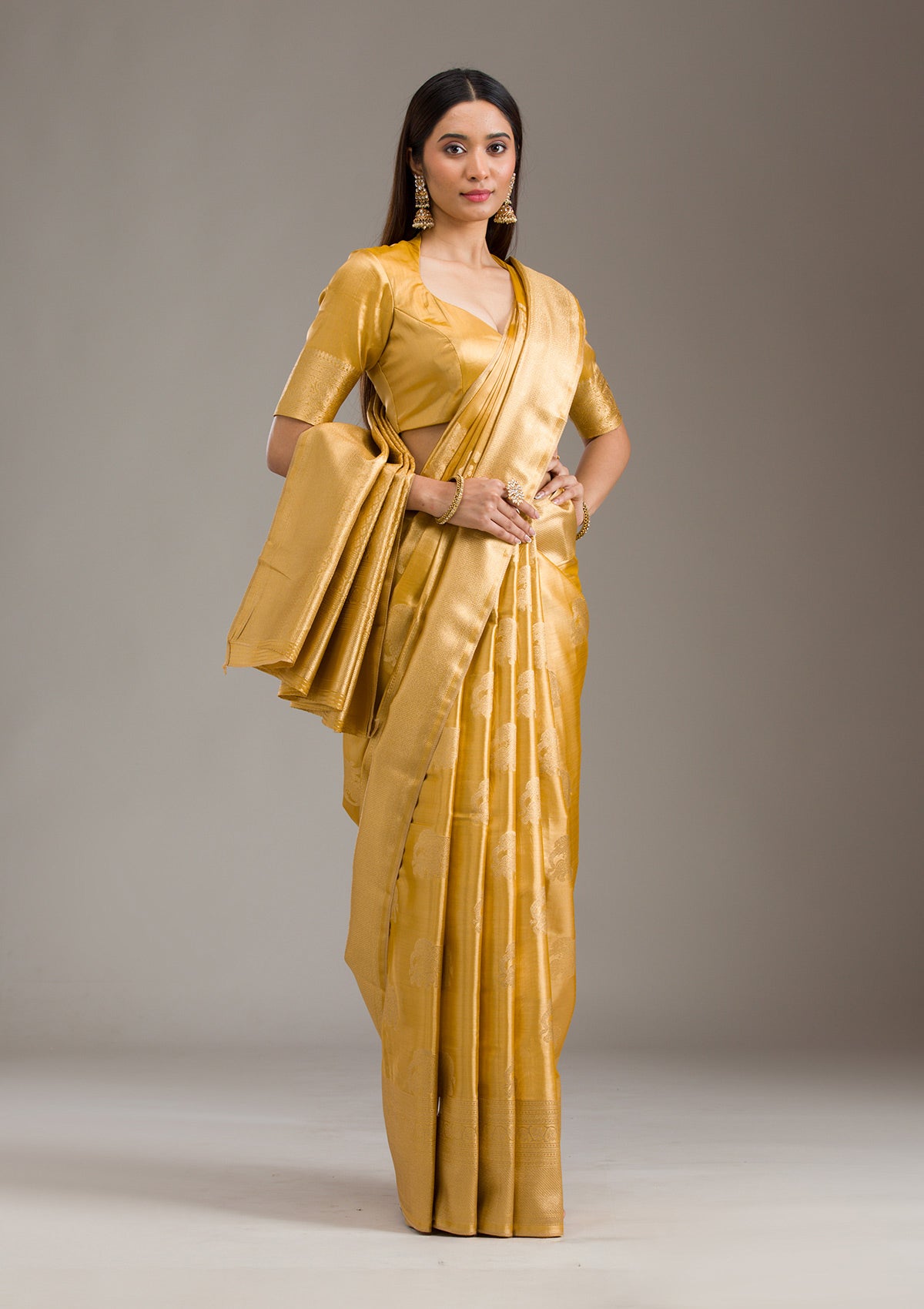 Mustard Zariwork Tissue Saree