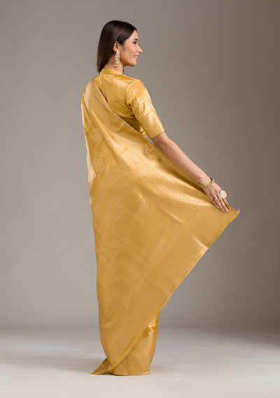 Mustard Zariwork Tissue Saree