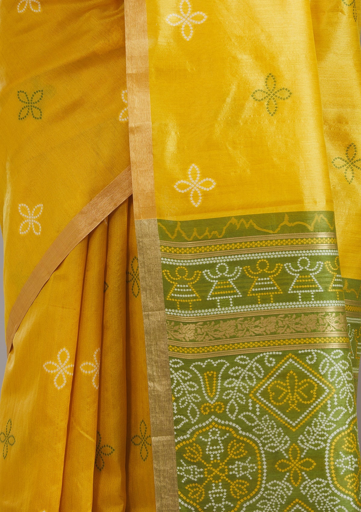 Mustard Zariwork Tissue Saree-Koskii