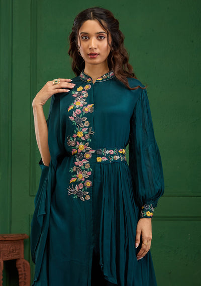 Navy Blue Cutdana Georgette Readymade Salwar Suit-Koskii