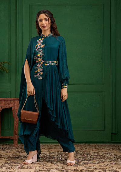 Navy Blue Cutdana Georgette Readymade Salwar Suit-Koskii