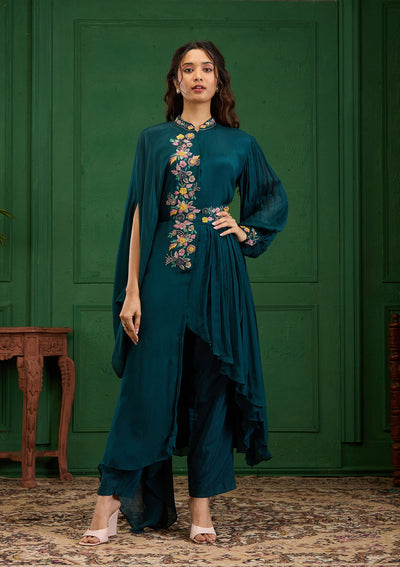 Navy Blue Cutdana Georgette Readymade Salwar Suit-Koskii