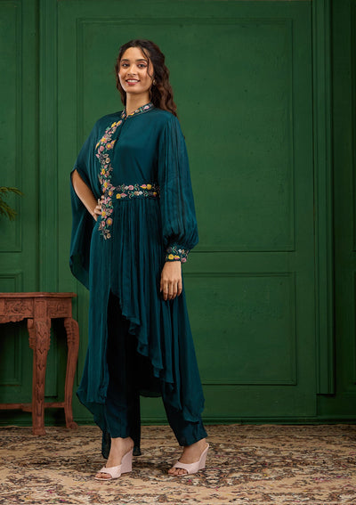 Navy Blue Cutdana Georgette Readymade Salwar Suit-Koskii