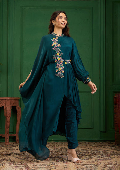 Navy Blue Cutdana Georgette Readymade Salwar Suit-Koskii