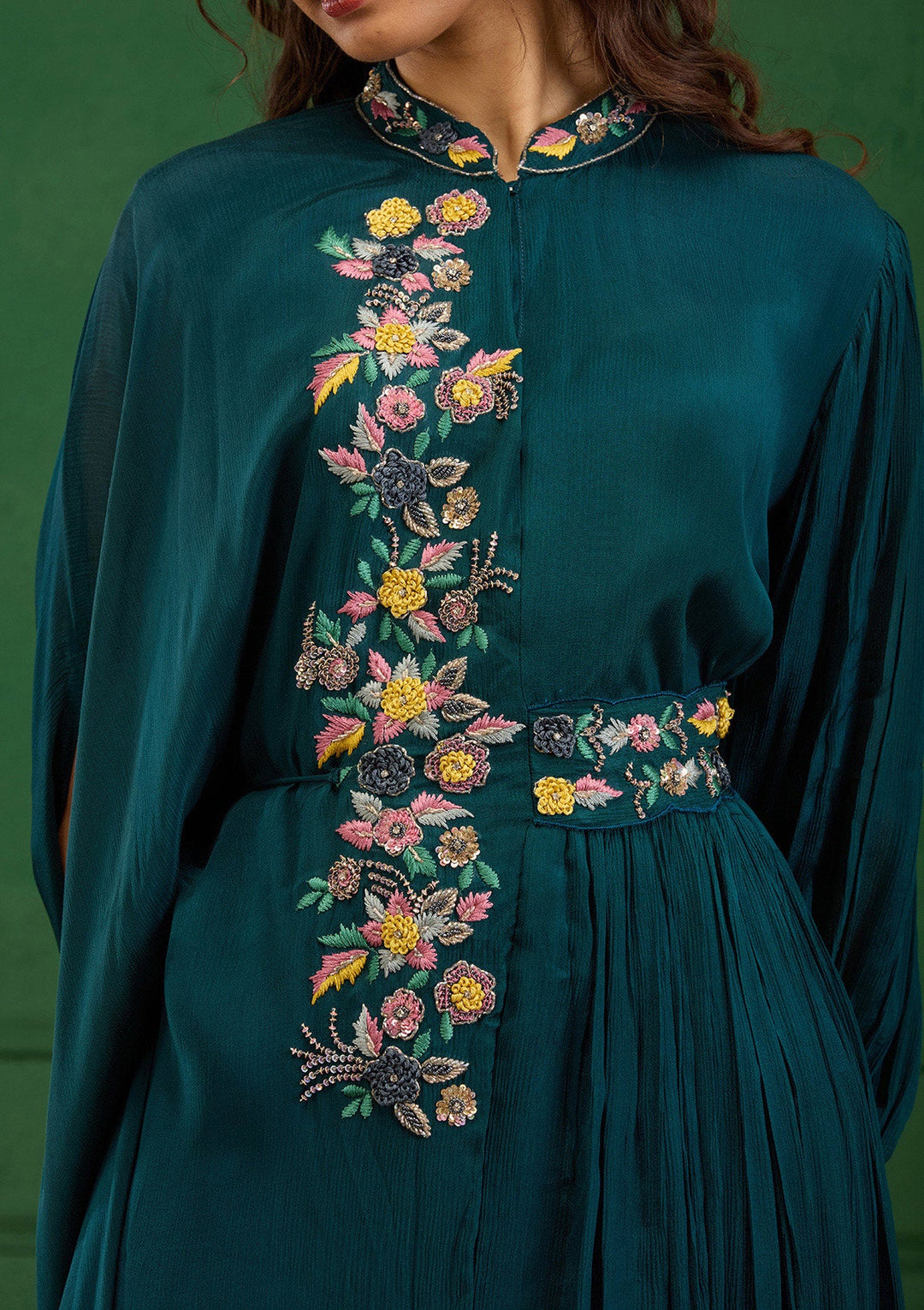 Navy Blue Cutdana Georgette Readymade Salwar Suit-Koskii
