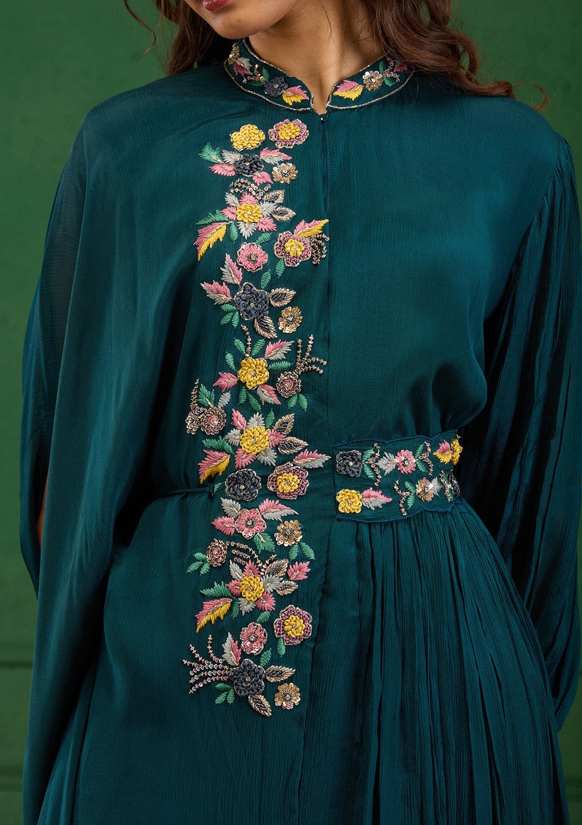 Navy Blue Cutdana Georgette Readymade Salwar Suit-Koskii