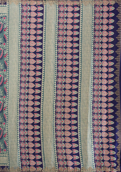 Navy Blue Printed Silk Saree