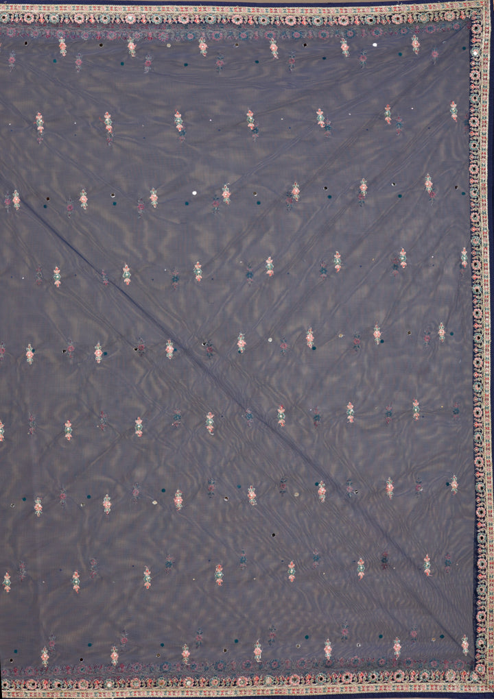 Navy Blue Zariwork Net Readymade Lehenga