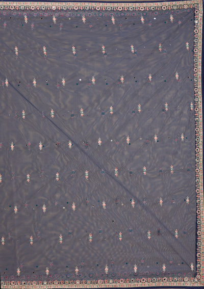 Navy Blue Zariwork Net Readymade Lehenga