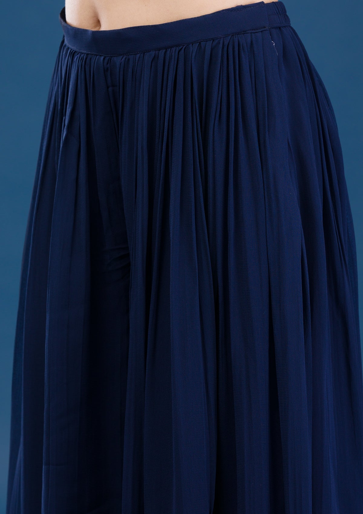Navy Blue Cutdana Georgette Readymade Salwar Suit-Koskii