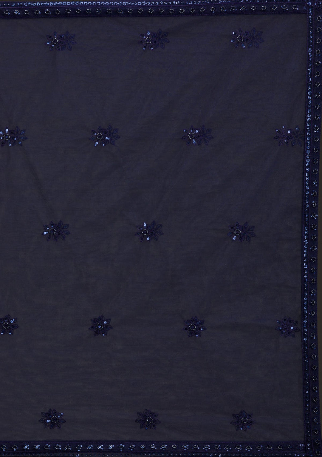 Navy Blue Sequins Net Gown-Koskii