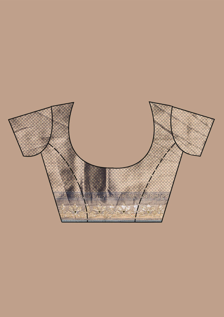 Navy Blue Stonework Soft Silk Saree-Koskii