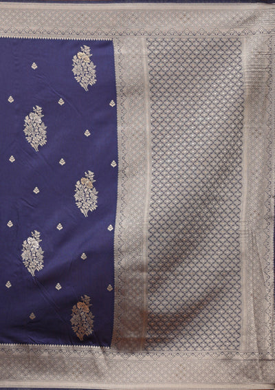 Navy Blue Zariwork Art Silk Saree