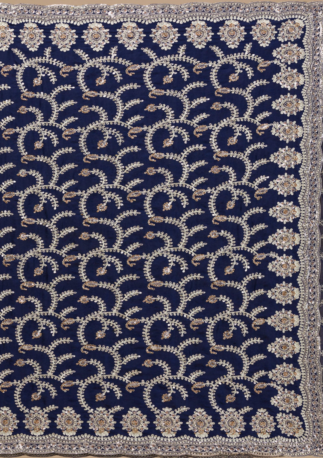 Navy Blue Zariwork Georgette Saree