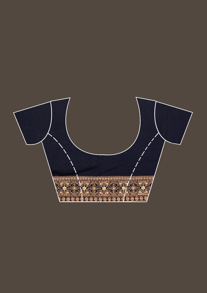 Navy Blue Zariwork Georgette Saree-Koskii