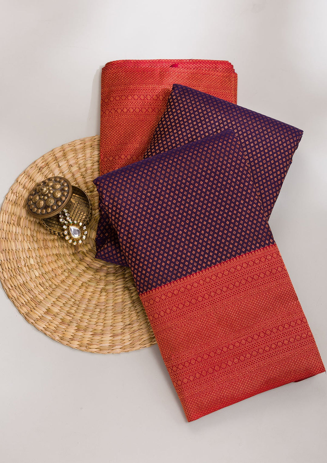 Navy Blue Zariwork Pure Silk Saree-Koskii