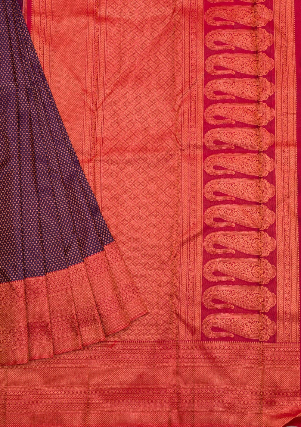 Navy Blue Zariwork Pure Silk Saree-Koskii