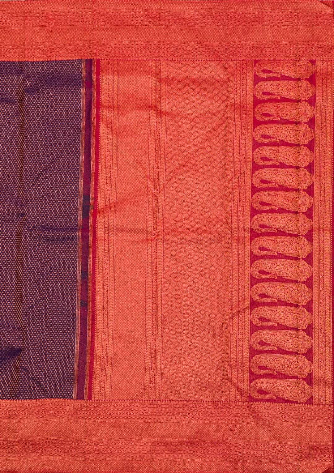Navy Blue Zariwork Pure Silk Saree-Koskii