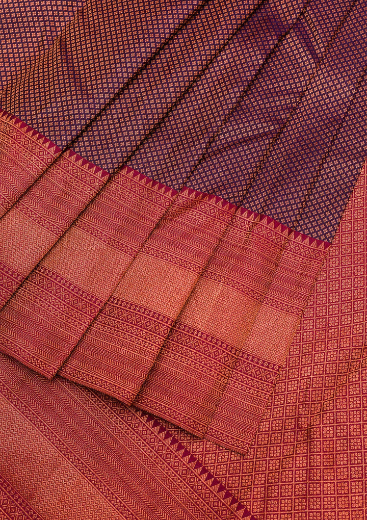 Navy Blue Zariwork Pure Silk Saree-Koskii