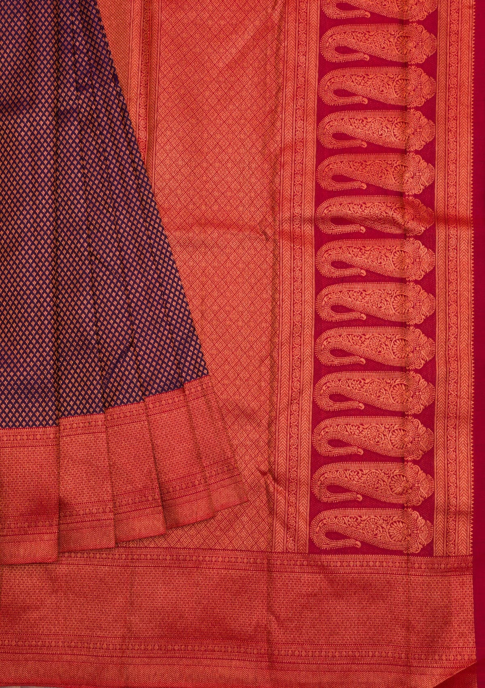 Navy Blue Zariwork Pure Silk Saree-Koskii