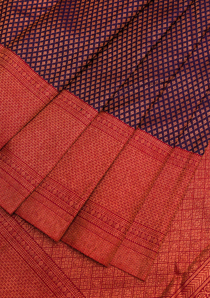 Navy Blue Zariwork Pure Silk Saree-Koskii