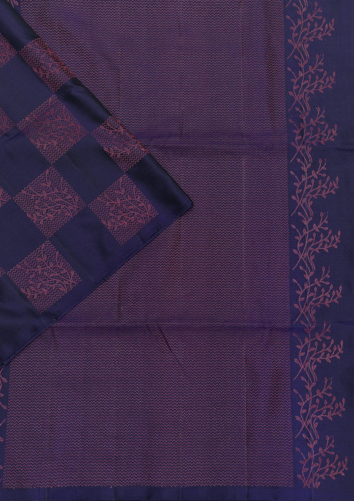 Navy Blue Zariwork Pure Silk Saree-Koskii