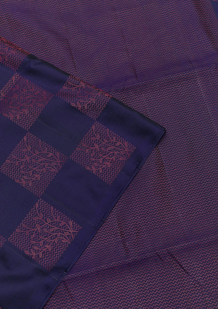 Navy Blue Zariwork Pure Silk Saree-Koskii