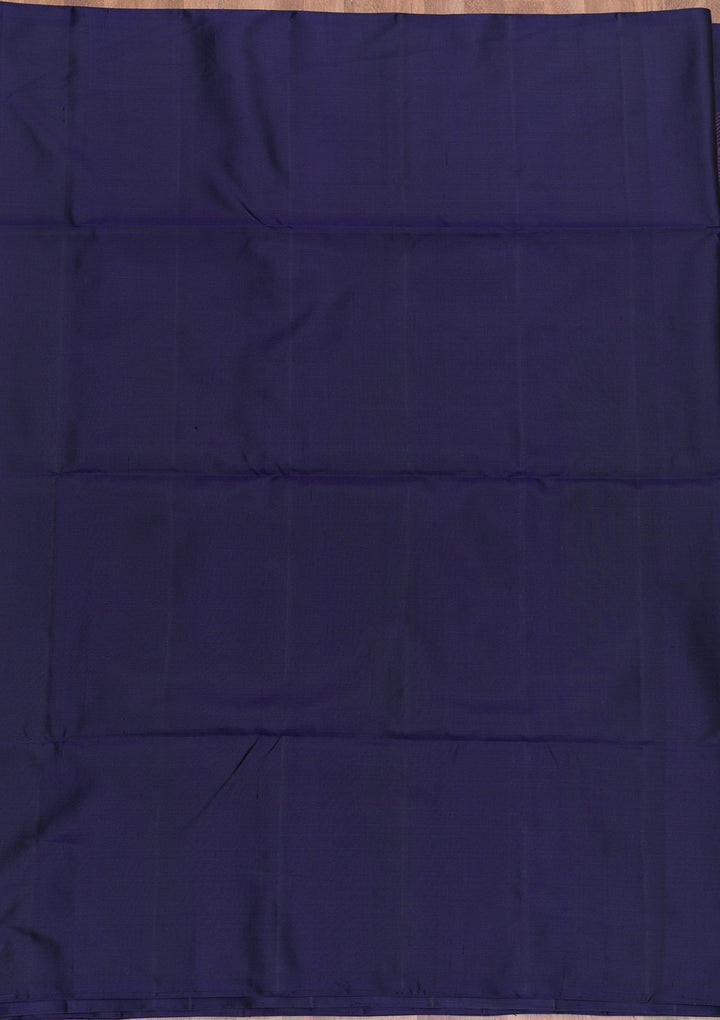 Navy Blue Zariwork Pure Silk Saree-Koskii