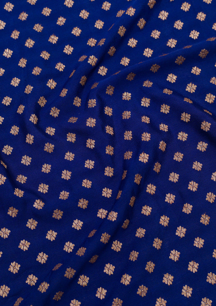 Navy Blue Zariwork Pure Silk Saree-Koskii