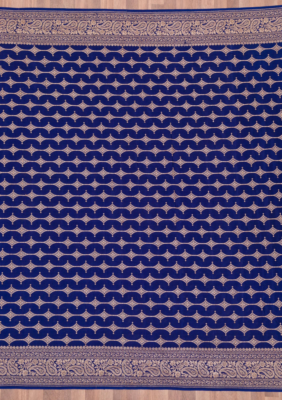 Navy Blue Zariwork Pure Silk Saree-Koskii