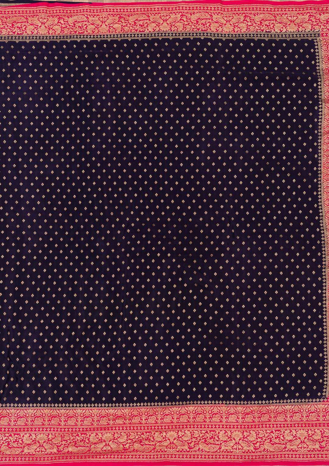 Navy Blue Zariwork Pure Silk Saree-Koskii