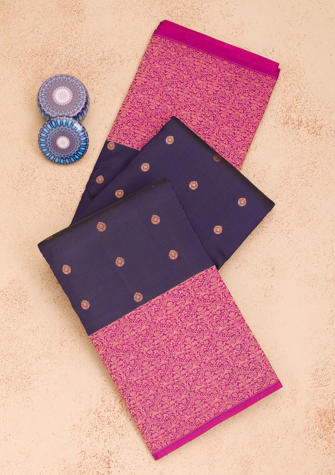 Navy Blue Zariwork Pure Silk Saree-Koskii