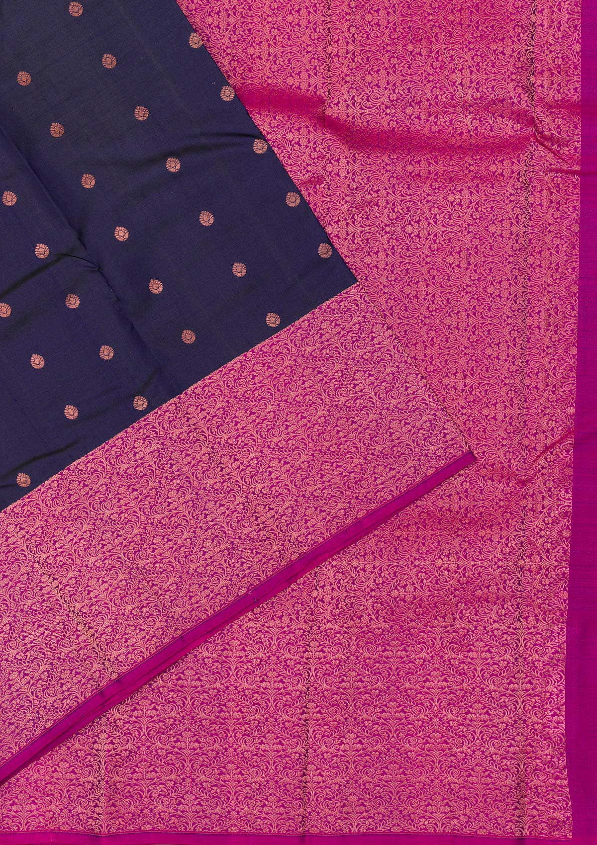 Navy Blue Zariwork Pure Silk Saree-Koskii