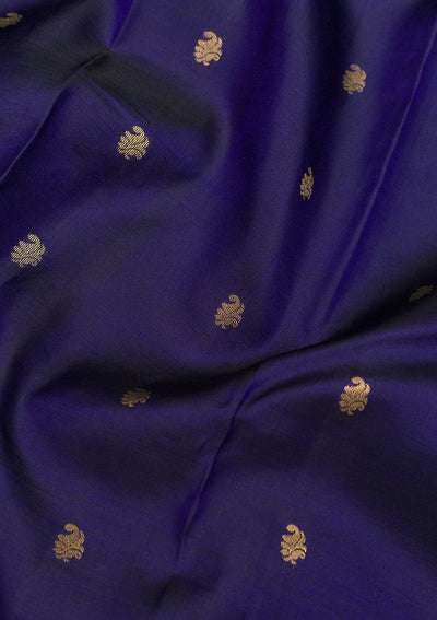 Navy Blue Zariwork Pure Silk Saree-Koskii