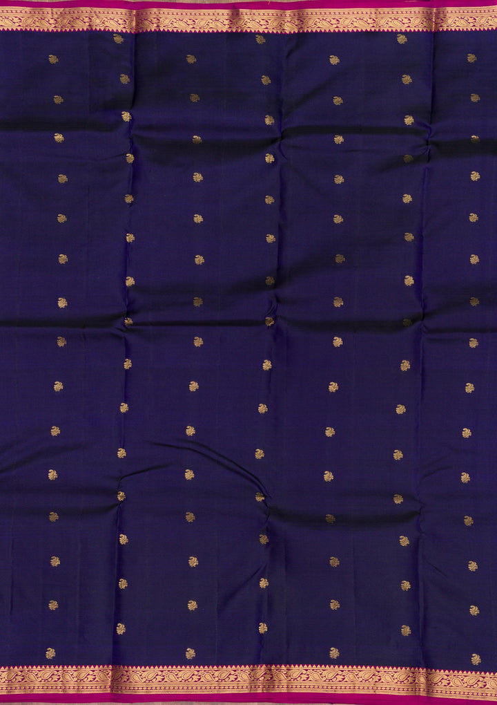 Navy Blue Zariwork Pure Silk Saree-Koskii