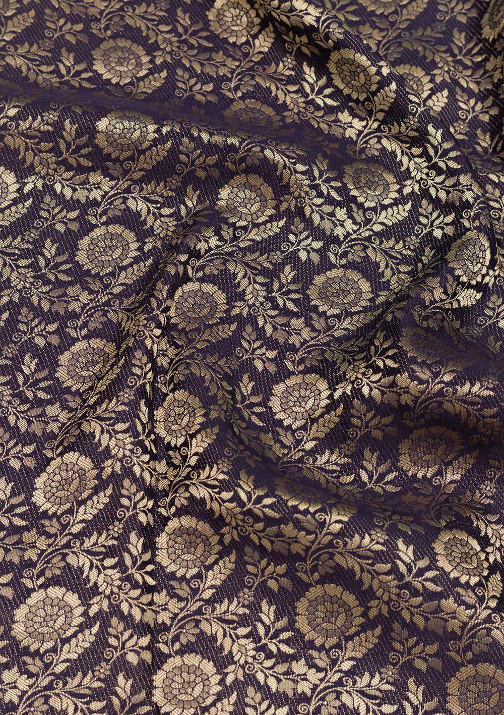 Navy Blue Zariwork Pure Silk Saree-Koskii