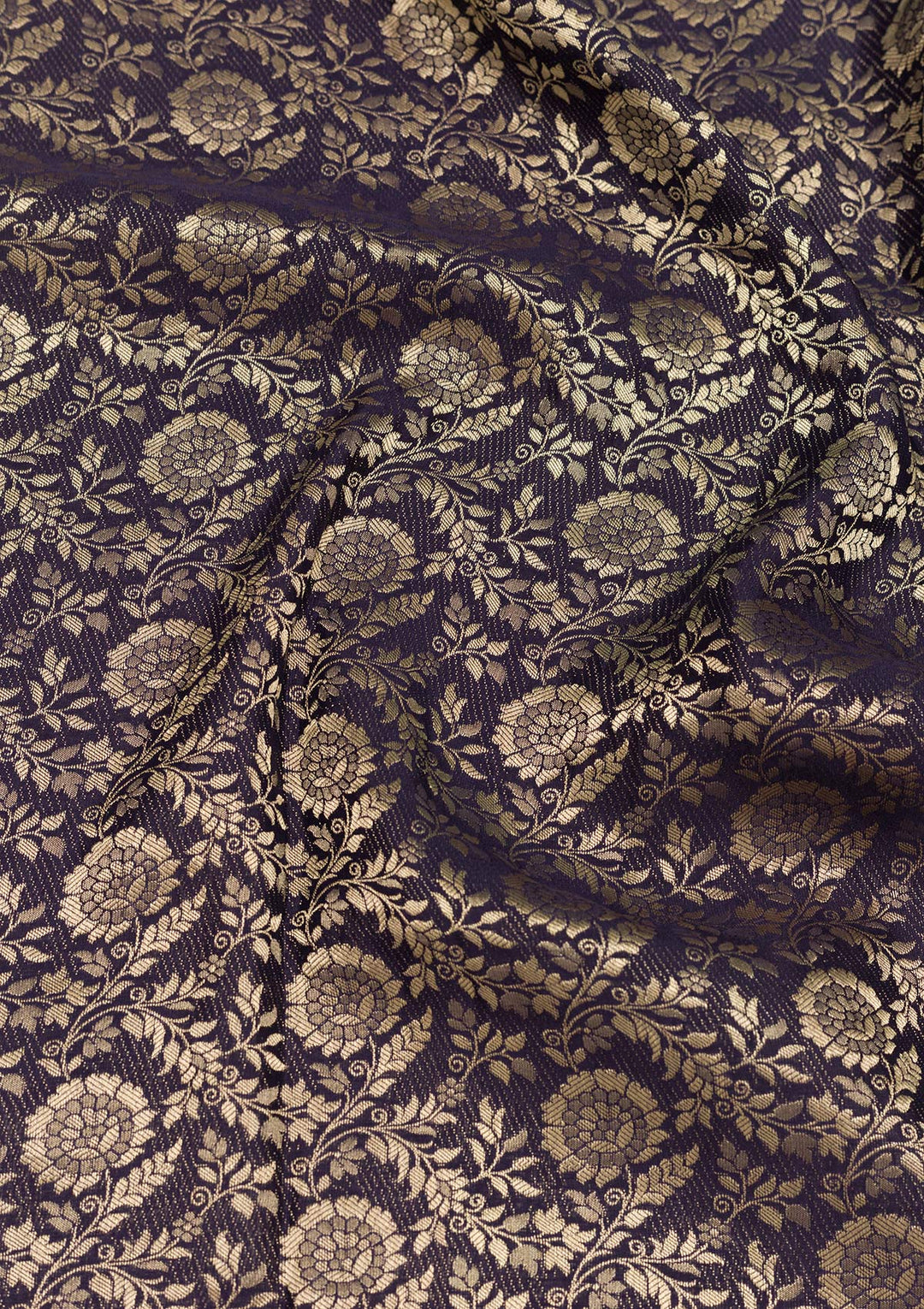 Navy Blue Zariwork Pure Silk Saree-Koskii