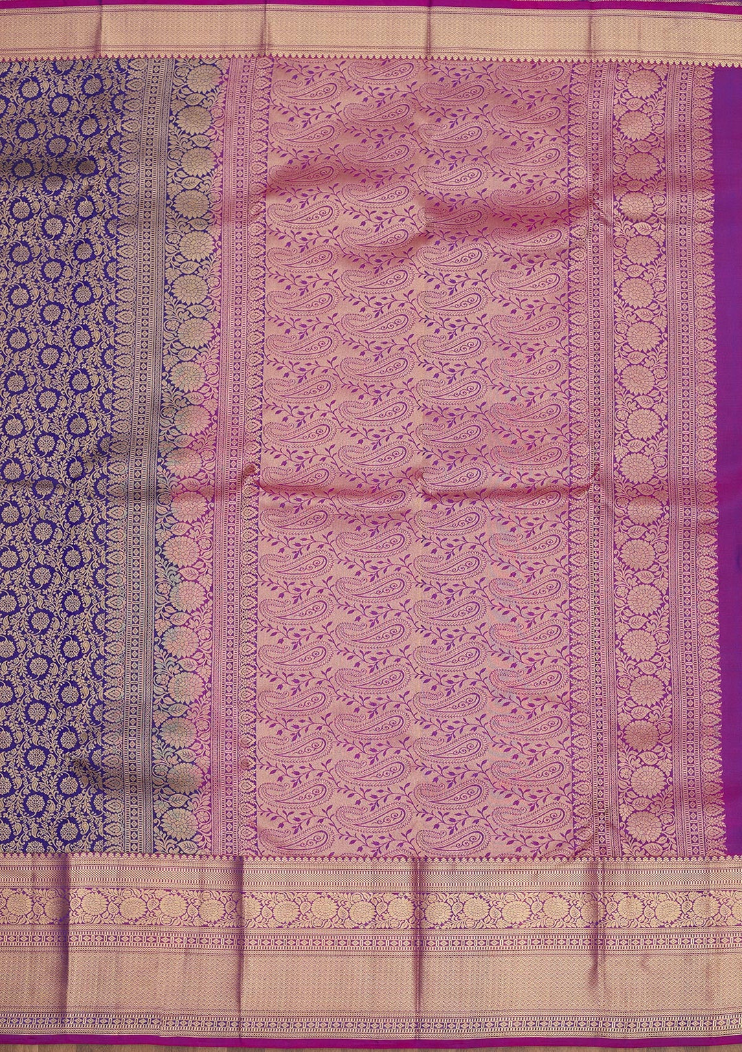 Navy Blue Zariwork Pure Silk Saree-Koskii