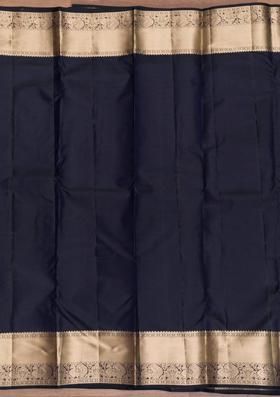 Navy Blue Zariwork Pure Silk Saree-Koskii