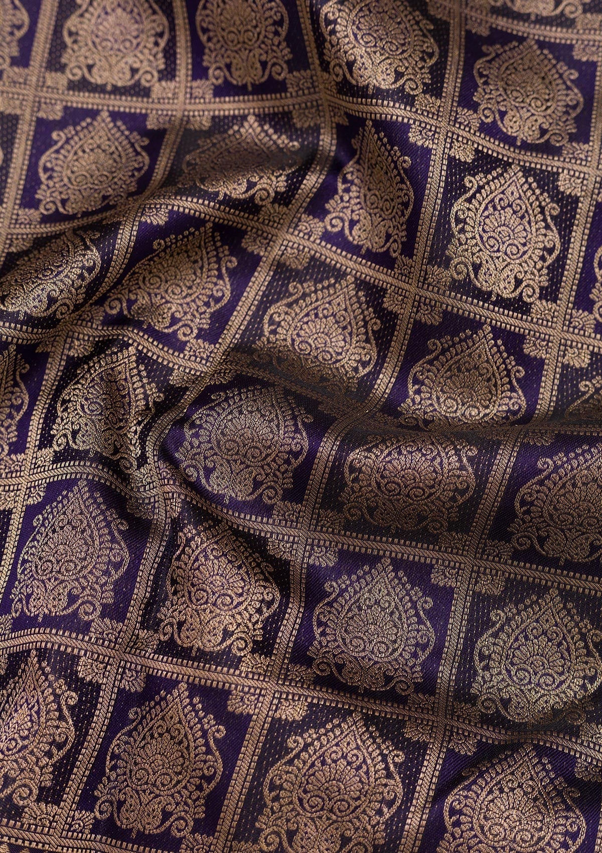 Navy Blue Zariwork Pure Silk Saree-Koskii