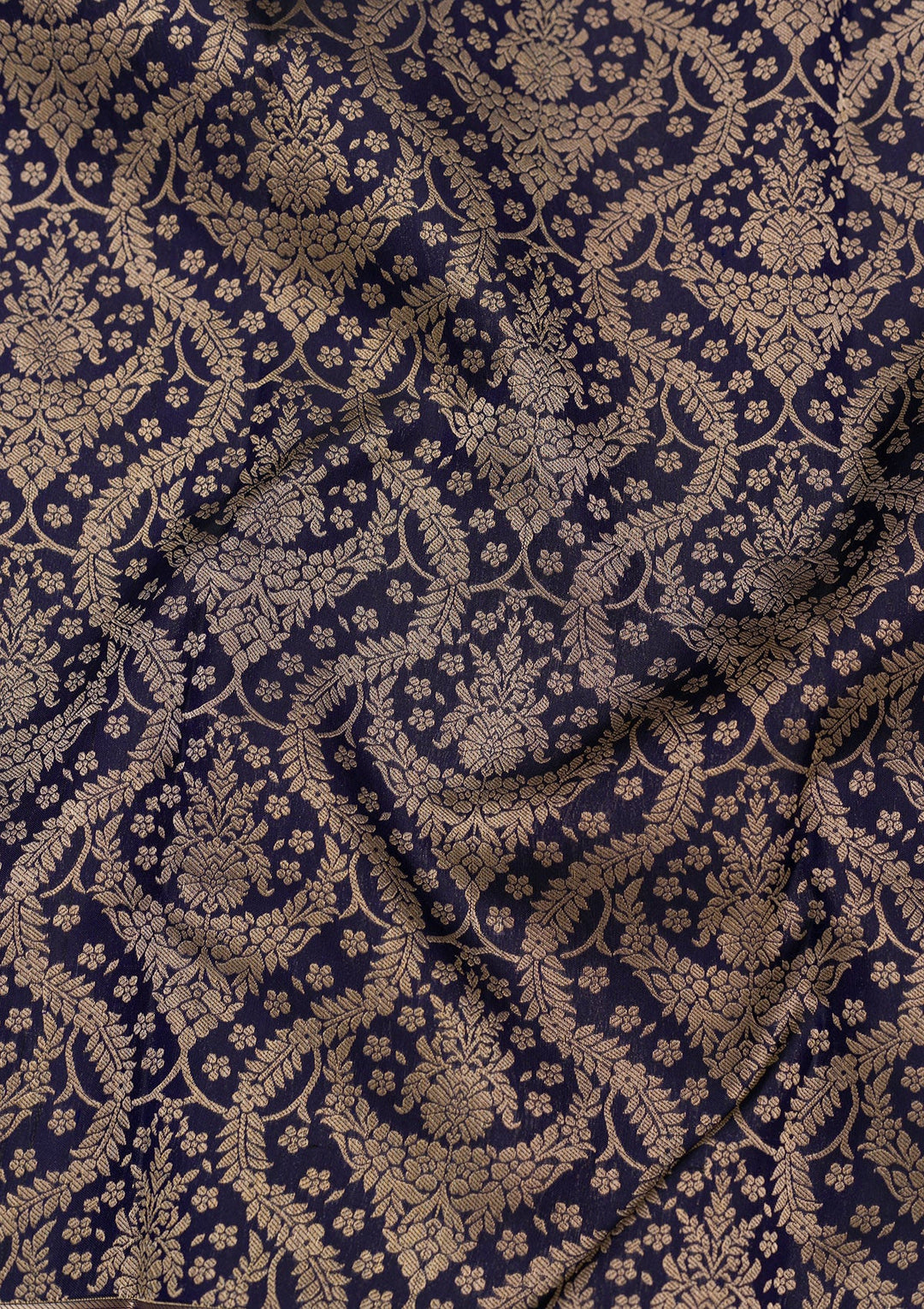 Navy Blue Zariwork Pure Silk Saree-Koskii