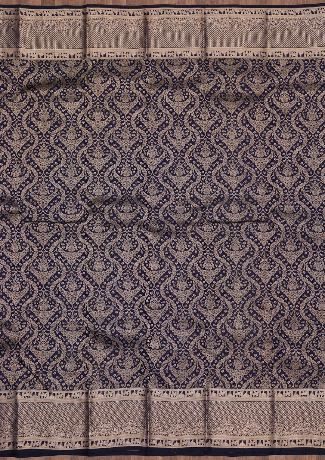 Navy Blue Zariwork Pure Silk Saree-Koskii