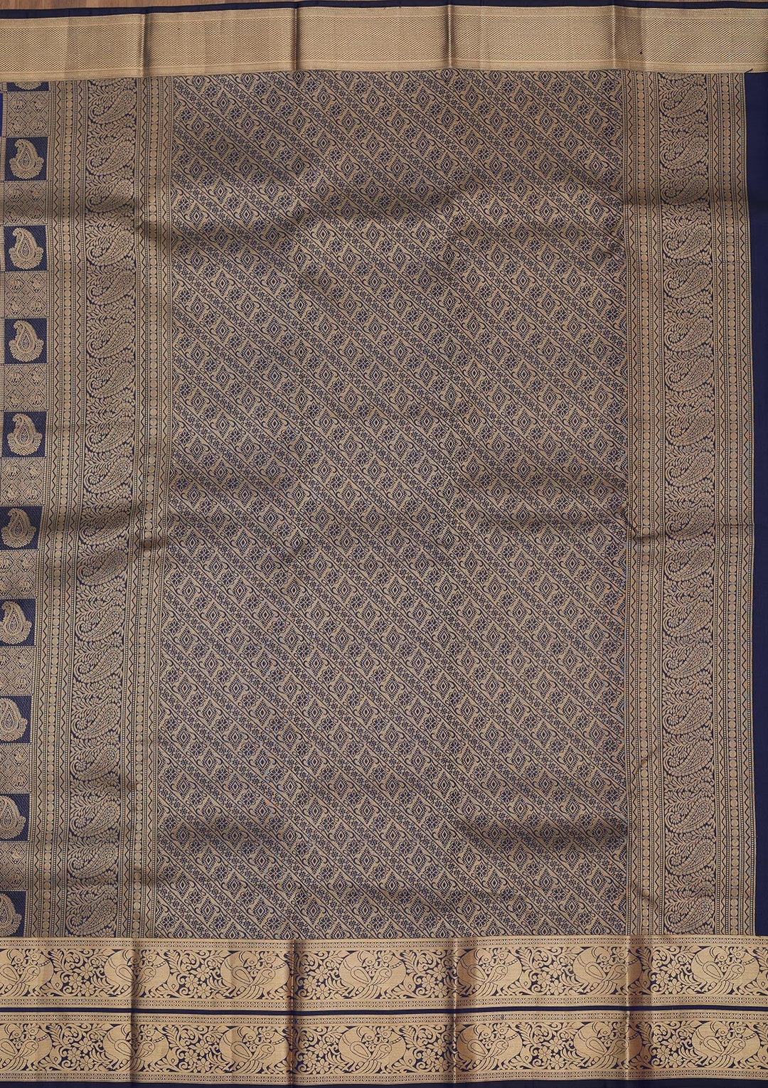 Navy Blue Zariwork Pure Silk Saree-Koskii