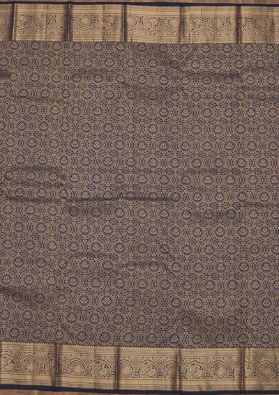Navy Blue Zariwork Pure Silk Saree-Koskii
