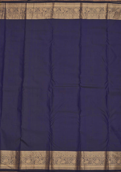 Navy Blue Zariwork Pure Silk Saree-Koskii