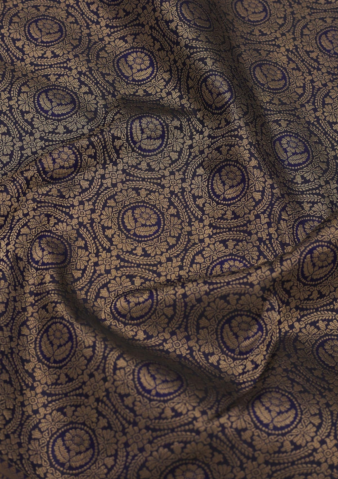 Navy Blue Zariwork Pure Silk Saree-Koskii