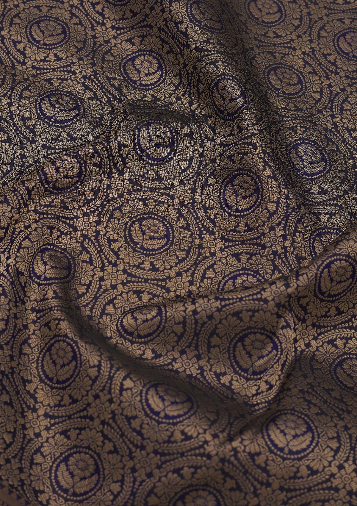 Navy Blue Zariwork Pure Silk Saree-Koskii