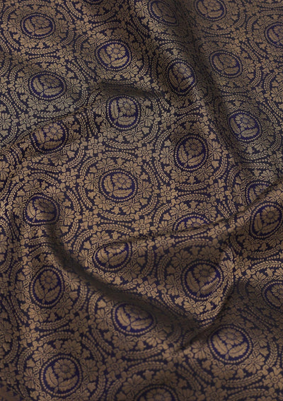 Navy Blue Zariwork Pure Silk Saree-Koskii