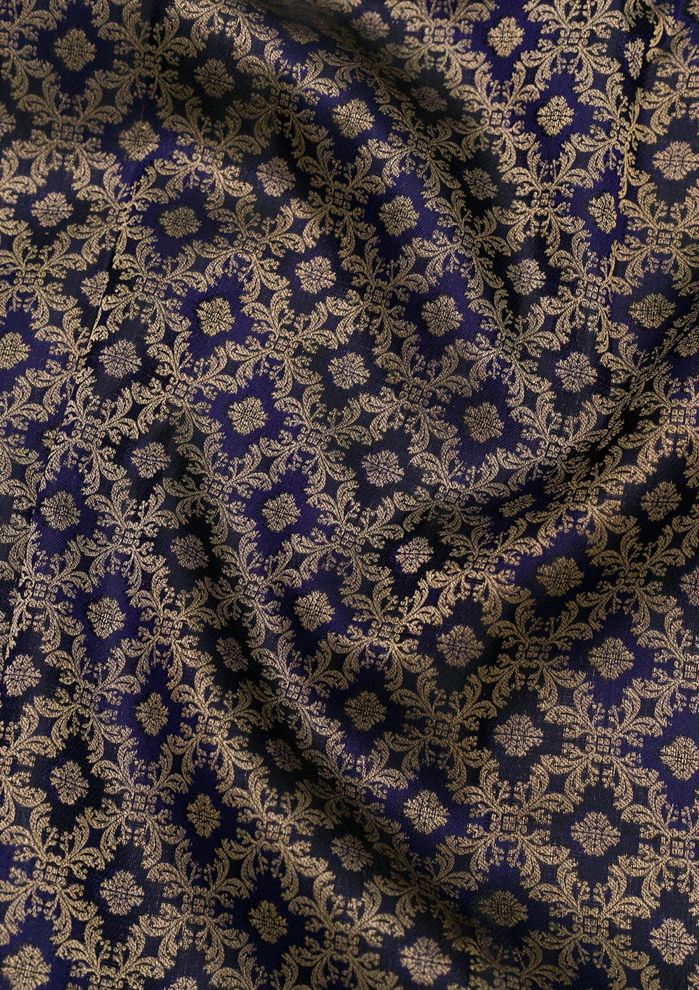 Navy Blue Zariwork Pure Silk Saree-Koskii
