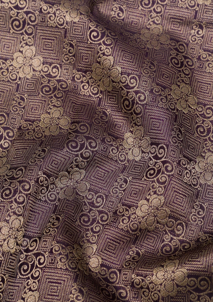 Navy Blue Zariwork Pure Silk Saree-Koskii